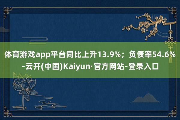 体育游戏app平台同比上升13.9%；负债率54.6%-云开(中国)Kaiyun·官方网站-登录入口